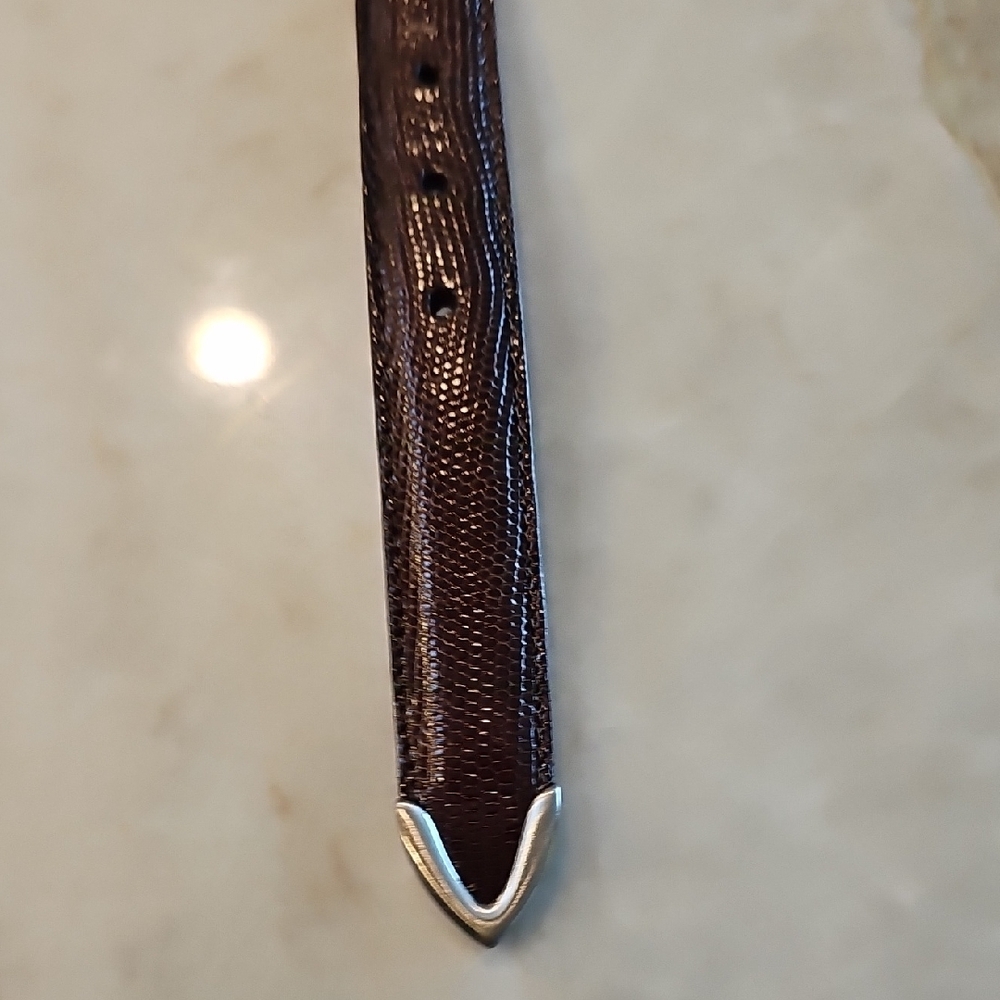 Torino Ringmark Lizard Classic Brown Leather Belt - image 5